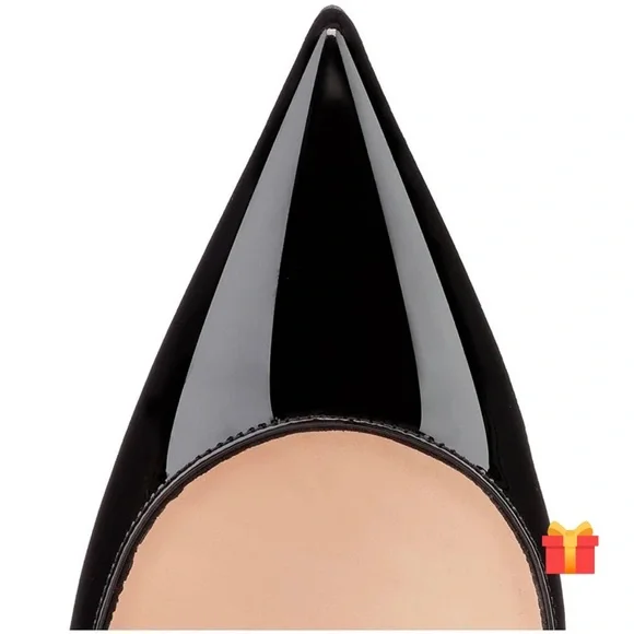 NWOT FSJ Black Patent Leather High Heels Office Pointed Toe Pumps Shoes Sz 8.5 - Picture 8 of 10